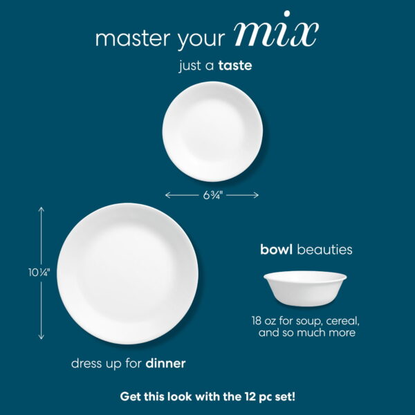 Winter Frost White, Round 12-Piece Dinnerware Set