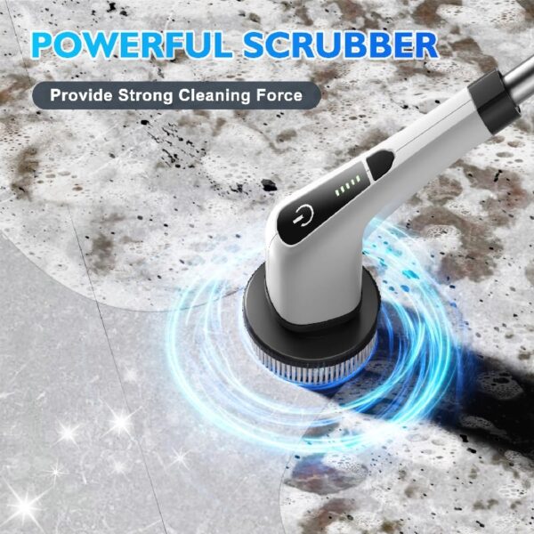 Spin Scrubber, Cordless Bath Tub Power Scrubber with Long Handle & 7 Replaceable Heads, Detachable as Short Handle, Shower Cleaning Brush Household Tools for Bathroom & Tile Floor