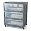 3 Drawer Wide Storage Cart, Gray