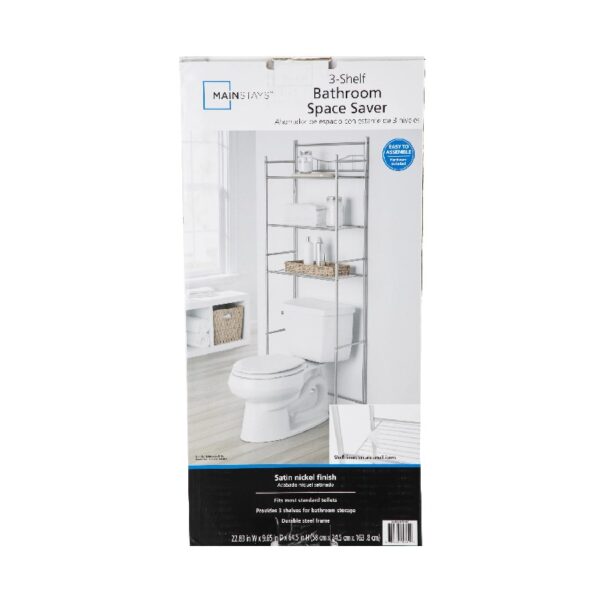 3-Shelf over the Toilet Steel Wall Mount Storage Shelf Unit, Black, Holds up to 30 lb Capacity