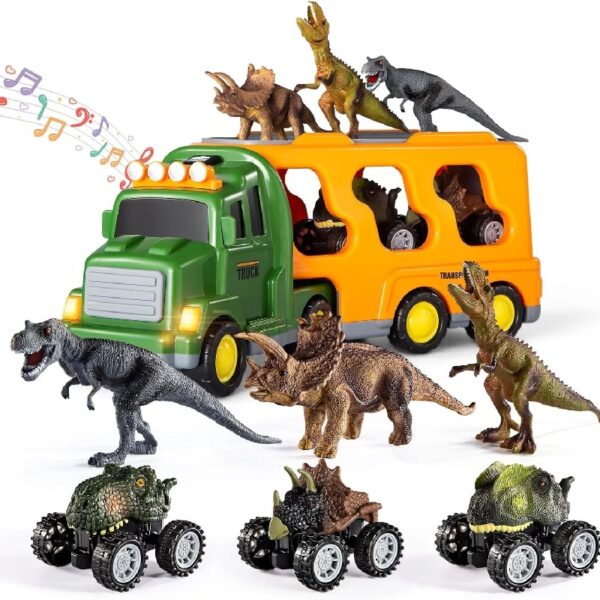 Construction Toddler Truck Toys for 3 4 5 6 Year Old Boys 5-in-1 Friction Power Vehicle Car Toy for Toddlers 1-3 Carrier Truck Toys for Kids 3-5 Christmas Birthday Gifts for Girls Age 3-9