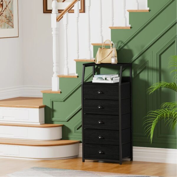 Nightstand,Vertical Dresser with Fabric Chest of Drawers & Storage for Bedroom,Living Room,White