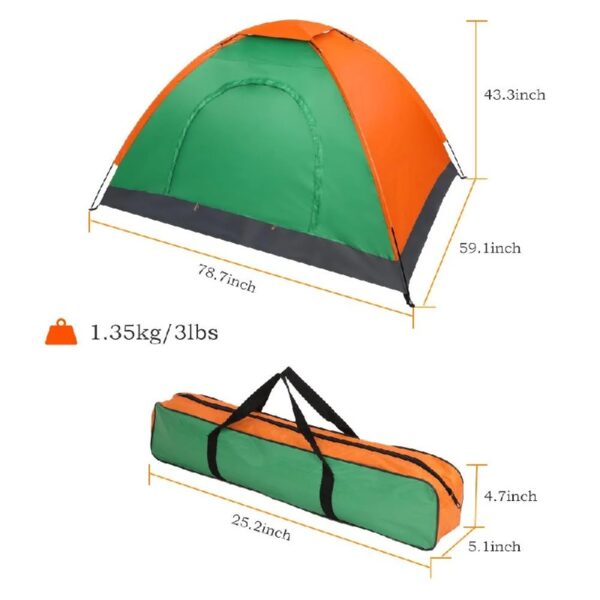 All Season Single Person Oxford Fabric Instant Tent, Orange & Green