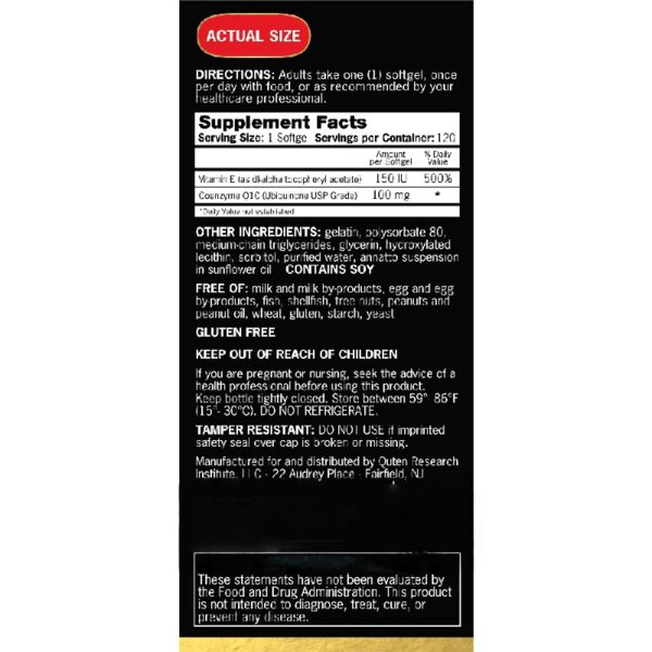 Ultra CoQ10 CoEnzyme Q10 for Heart Health and Energy Production Dietary Supplement Softgels, 100 mg, 120 Count