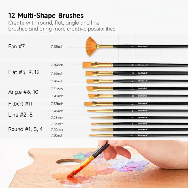 Acrylic Paint, Shuttle Art 50 Colors Acrylic Paint Set, 2oz/60ml Bottles, Rich Pigmented, Water Proof, Acrylic Paints for Artists, Beginners and Kids on Canvas Rocks Wood Ceramic Fabric
