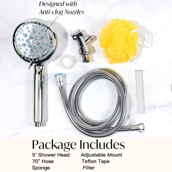 9 Setting Handheld Shower Head,High Pressure Shower Head with Filter,Silver