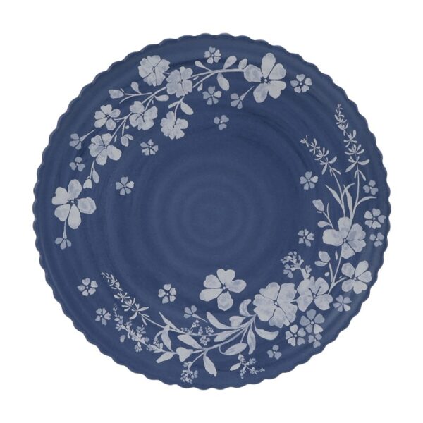 12-Piece Daisy Bamboo Melamine Dinnerware Set, Blue
