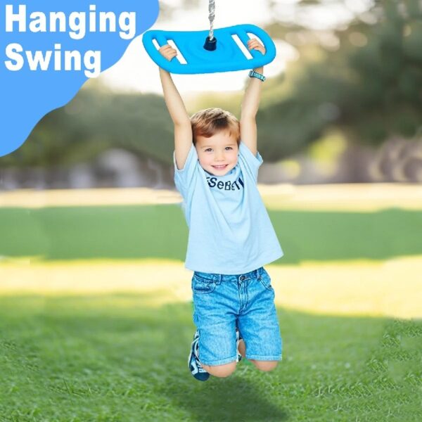 3-in-1 Kids Rope Swing with Monkey Bars - Outdoor Playground Swing Set for Backyard, Blue
