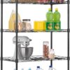 Adjustable Storage Shelves Metal Storage Shelf(Black, 21.5L x 11.6W x 47.6H) 750 pounds