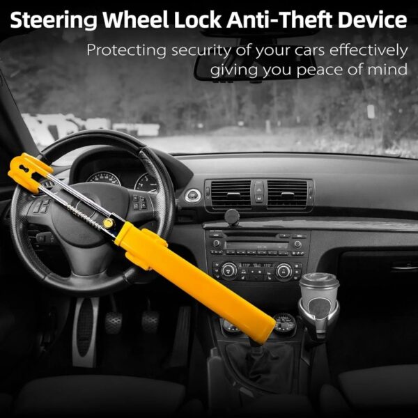 Steering Wheel Lock - Heavy Duty Antitheft Device and Car Security Lock with Adjustable Locking and 2 Keys -for Auto/SUV/Van/Truck