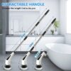 Spin Scrubber, Cordless Bath Tub Power Scrubber with Long Handle & 7 Replaceable Heads, Detachable as Short Handle, Shower Cleaning Brush Household Tools for Bathroom & Tile Floor