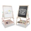 Brrnoo Adjustable Height Double Sided Kids Art Easel Wooden Standing Easel, Dry Erase Board and Chalkboard
