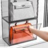 Stackable Storage Bins Durable and Dustproof Organizer, Transparent Gray, 3 Pack
