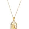 Brilliance Fine Jewelry Praying Hands 18K Gold Over Sterling Silver Oval Pendant With Crystals, 18