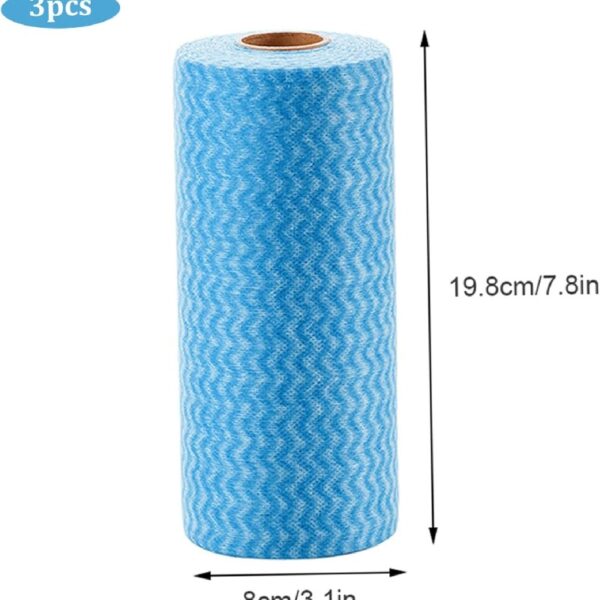 Disposable Cleaning Towels,Reusable Cleaning Cloths Dish Paper Towels,3 Rolls 150 Sheets Disposable Cleaning Cloths All Purpose Dish Cloths Non Woven Blue Cloths Wash Free