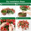 Artificial Hanging Flowers Basket,Fake Hanging Plant,4 Packs Faux Flower Daisies Coconut Lining Hanging Baskets for Patio Garden Porch Deck Decoration(Red)