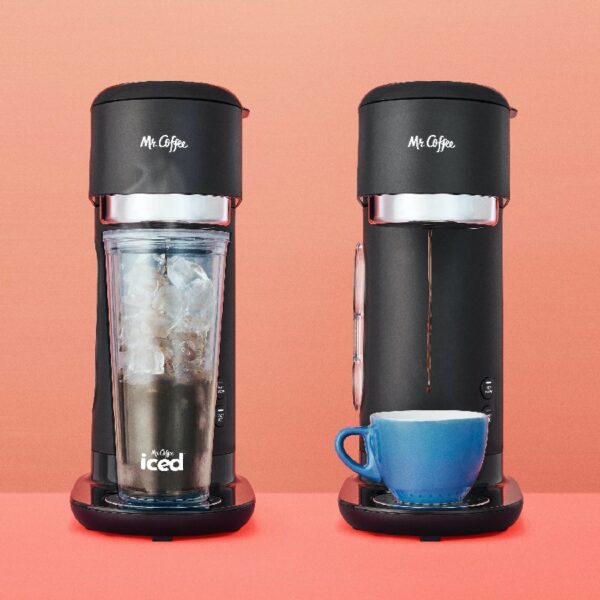 Single-Serve Iced and Hot Coffee Maker with Reusable Tumbler and Coffee Filter, Black