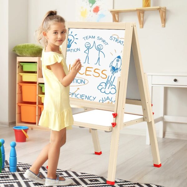 Kailwokk Art Easel for Kids, Adjustable Magnetic Double Sided Wooden Toddlers Drawing Chalkboard, Gift & Art Supplies for 3-8 Boys & Girls