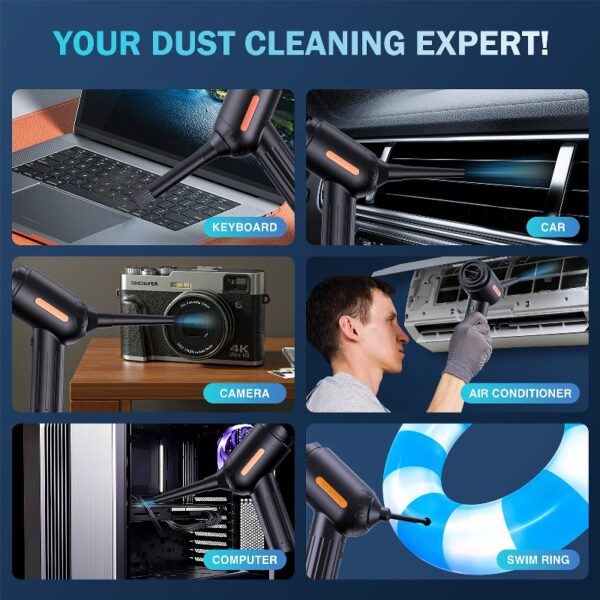 Handheld Car Vacuum Cleaner, 18000PA Hand Held Vacuum Portable Cordless, 2 in 1 Air Duster and Vacuum Cleaner with Multi-Nozzles, High Power Mini Vacuum for Home, Pet, Office