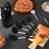 Silicone Cooking Utensils Set - Heat Resistant Silicone Kitchen Utensils for Cooking, Kitchen Utensil Spatula Set,BPA FREE Kitchen Gadgets Tools for Non-Stick Cookware Dishwasher Safe (Khaki)