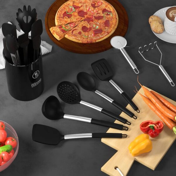 Silicone Cooking Utensils Set - Heat Resistant Silicone Kitchen Utensils for Cooking, Kitchen Utensil Spatula Set,BPA FREE Kitchen Gadgets Tools for Non-Stick Cookware Dishwasher Safe (Khaki)