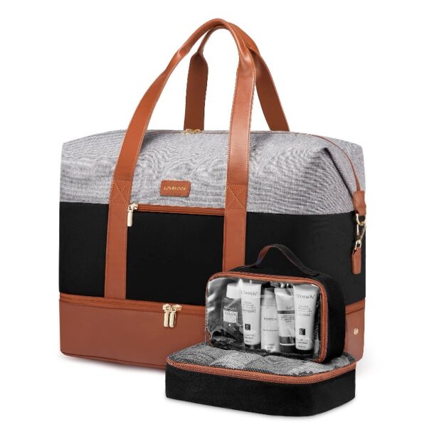 Travel Duffel Bag for Women, Large Weekender Overnight Bag, Carry-on Gym Bag with Separate Shoes Compartment, Mom Hospital Bags for Labor and Delivery with 2 Packing Cubes