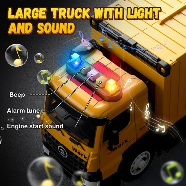 Kids Construction Trucks Toys, Alloy Car Vehicles Set with Light and Sound, Dump Truck, Excavator, Crane, Concrete Truck for 3-7 Years Old Boys Thanksgiving Christmas Birthday Gifts