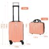 2PCS Luggage Two Piece Rolling Luggage Set Lightweight With Hook 20″ + 14″ Rose Gold