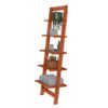 5-Tier Slatted Wood Leaning Ladder Shelf for Narrow Storage, Wooden Bookcase for Living Room, Bathroom, Kitchen, Office or Bedroom, Black Finish
