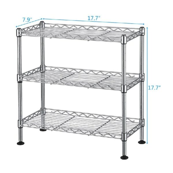 3 Tier Spice Storage Rack, Metal Wire Kitchen Shelving Unit ,18'' L x 8'' W x 18'' H