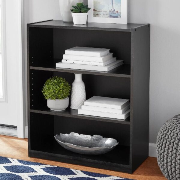3-Shelf Bookcase with Adjustable Shelves, White