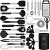 Silicone Cooking Utensils Set - Heat Resistant Silicone Kitchen Utensils for Cooking, Kitchen Utensil Spatula Set,BPA FREE Kitchen Gadgets Tools for Non-Stick Cookware Dishwasher Safe (Khaki)