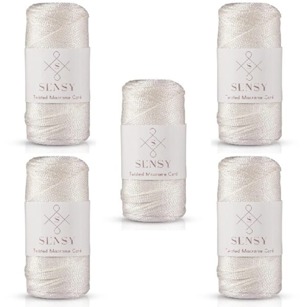 5 Skeins of Sensy Premium 2mm 251 Yards Polyester Rope 100% Polypropylene Cord Macrame Cord 2mm Crochet Bag Cord Macrame Rope Crochet Thread Gift for Knitter (Latte)