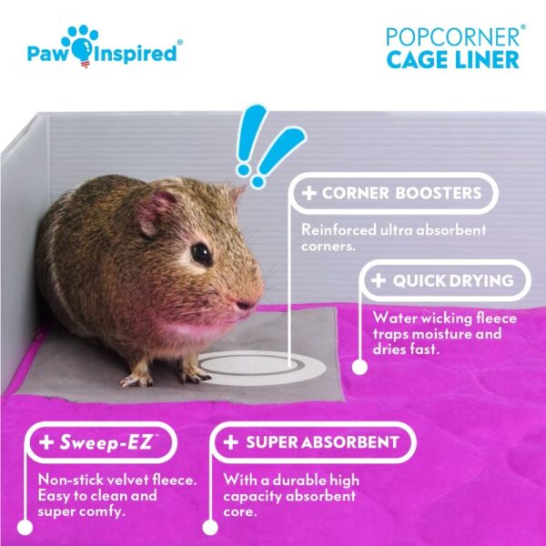 Paw Inspired PopCorner Guinea Pig Fleece Cage Liners for Midwest and C&C | Fleece Bedding for Guinea Pigs, Ferrets, Rabbits, Hamsters, Small Animals | Reinforced Corners Pee Pads (C&C 2x3, Green)