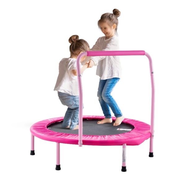 36-Inch Children's Trampoline, Indoor and Outdoor 3FT Compact Trampoline, Collapsible Trampoline with Support Bar, Bouncing Trampoline for Youngsters, Ideal 3+ Year Old Kids' Birthday Present