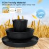 48 Pcs Wheat Straw Dinnerware Sets For 4, Unbreakable Dinnerware Sets, Reusable Wheat Straw Plates and Bowls Sets, Travel Camping Cutlery Set, Dishwasher Microwave Safe Dinnerware, Black