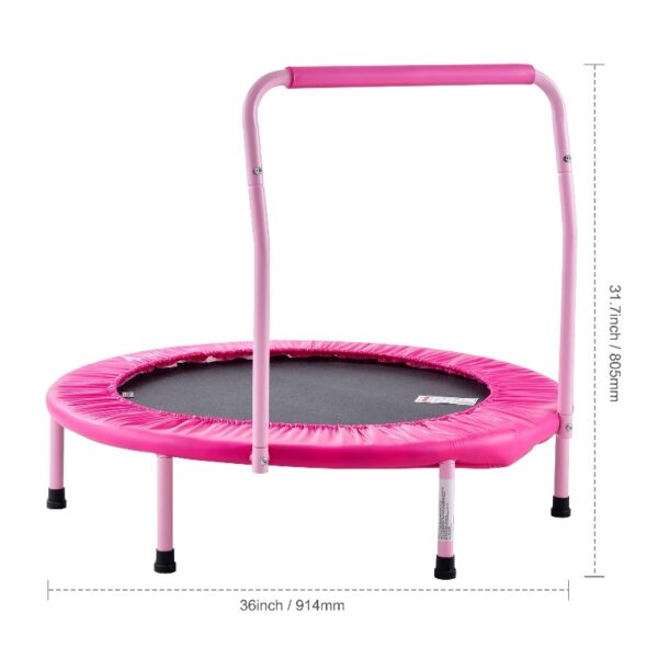 36-Inch Children's Trampoline, Indoor and Outdoor 3FT Compact Trampoline, Collapsible Trampoline with Support Bar, Bouncing Trampoline for Youngsters, Ideal 3+ Year Old Kids' Birthday Present