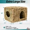 Extra Large Grass House for Rabbit, Foldable & Comfortable - Small Animal Hut Play Hideaway Bed Hay Mat Chew Toy for Bunny Guinea Pig Hamster Chinchilla