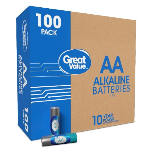 Great Value Alkaline AA Batteries (100 Pack)