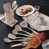 Silicone Cooking Utensils Set - Heat Resistant Stainless Steel Kitchen Utensils, Baking Tools Kitchen Gadgets,Turner, Tongs,Spatula,Spoon,Brush,Whisk,Non-Stick, Dishwasher Safe,BPA FREE (Khaki)