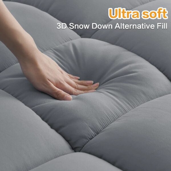 100% 400TC Mattress Topper Queen for Back Pain, Extra Thick Cooling Mattress Pad, Mattress Protector Pillow Top Mattress Cover with 8-21