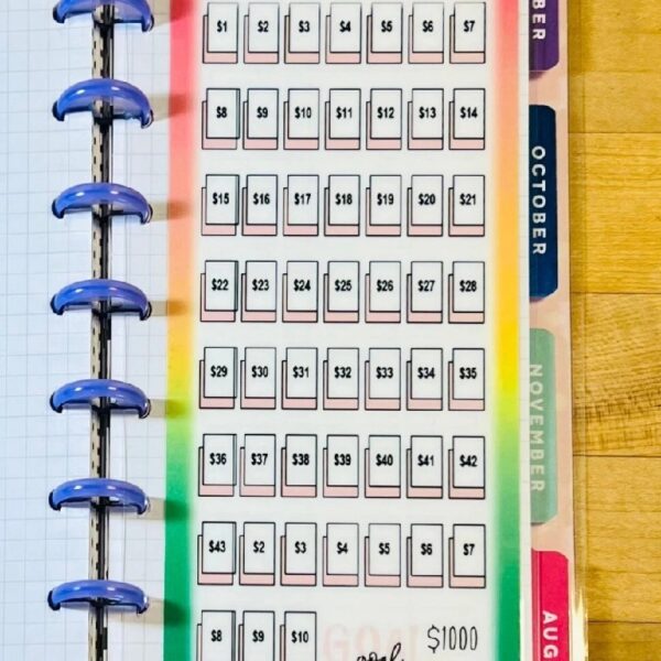 52 Week 00 Savings Challenge Insert 4 Use With Skinny Classic Happy Planner~
