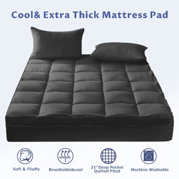 Extra Thick Queen Mattress Topper, Cooling Mattress Pad Cover, 2