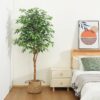 DR.Planzen 5 feet Artificial Ficus Tree, Tall Lifelike Greenery with Natural Wood Trunk for Living Room, office floor and corner decor