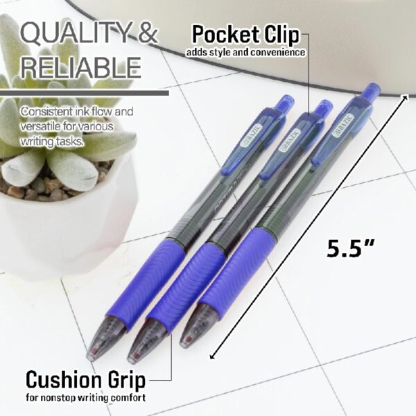 BAZIC Optima 5-Color Oil Gel Fuse Tech Ink Retractable Pen, 0.7 mm, (5/Pack), 12-Pack