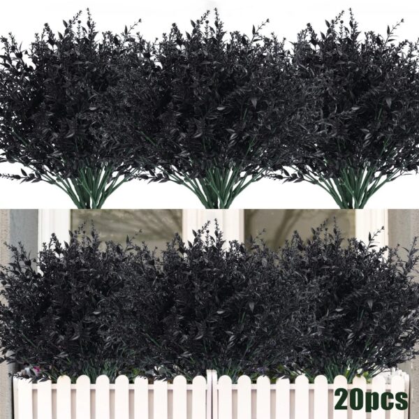 RECUTMS 20 Bundles Outdoor Artificial Plant UV Resistant Fake Plants, Faux Plastic Greenery for Indoor Outside Hanging Plants Garden Porch Window(White)