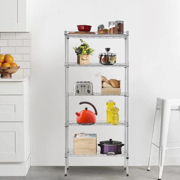 Adjustable Storage Shelves Metal Storage Shelf(Black, 21.5L x 11.6W x 47.6H) 750 pounds