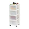 IRIS 4-Drawer Narrow Plastic Storage Drawer Cart with Organizer Top, White
