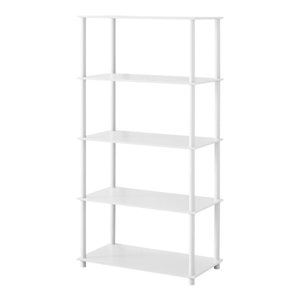 No Tools 5-Shelf Storage Bookcase, White