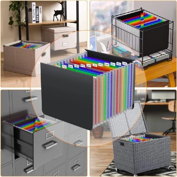 Expandable Hanging File Folder – 13-Pocket Plastic Organizer With Tabs, Letter S